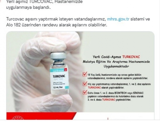 Yerli aşı Turcovac’a davet   