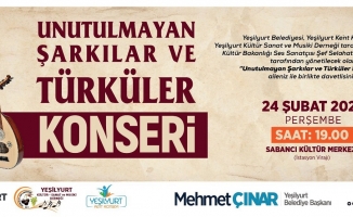 Yeşilyurt Belediyesi’nin ev sahipliğinde ‘Unutulmayan Şarkılar Ve Türküler’ konseri düzenlenecek
